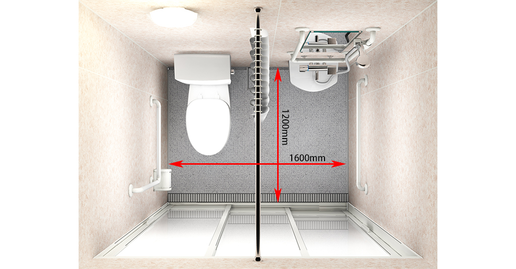 1216サイズ トイレ・シャワー｜プラン｜ゆとりけあベーシック：介護用ユニットバス（規格サイズ）｜システムバス・浴槽