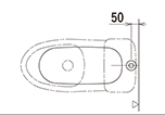 弊社旧機種のオーバーフロー排水管の標準位置EXF16・FX40・F16・15 →FZ500・FZ400